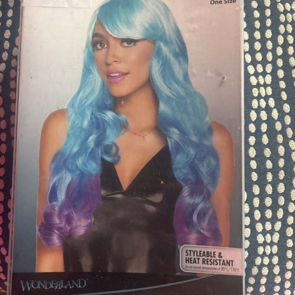 Long  Blue and Purple Ombre Costume Wig